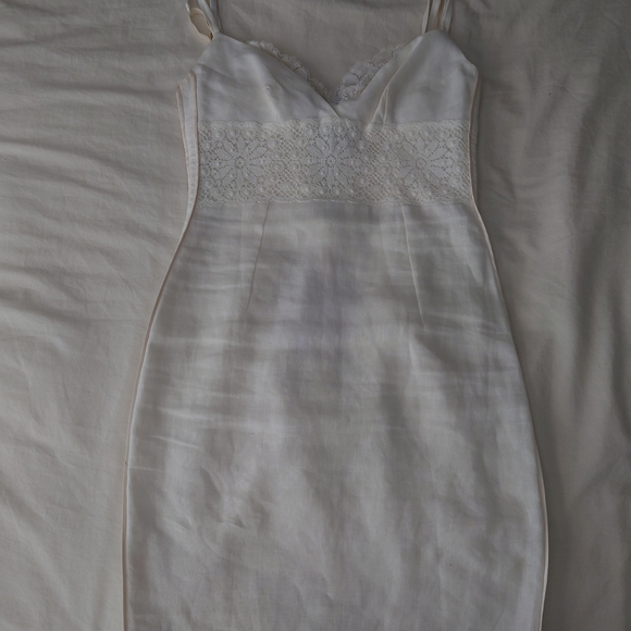 SOLD Stunning White Linen Dolce & Gabbana Lace Panel Mini Corset Dress Runway - Picture 3 of 16